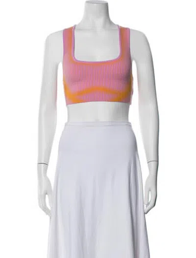 Pre-owned Ph5 Nylon Colorblock Pattern Crop Top In Blue