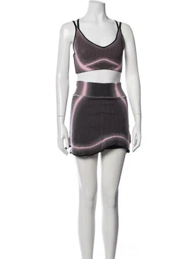 Pre-owned Ph5 Nylon Striped Skirt Set In White