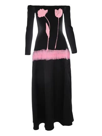 Ph5 Off-shoulder Midi Dress In Black
