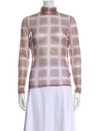 Pre-owned Ph5 Patterned Turtleneck Top In Brown