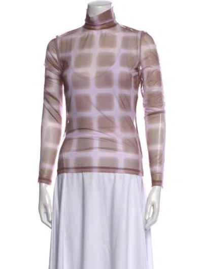 Pre-owned Ph5 Patterned Turtleneck Top In Pink