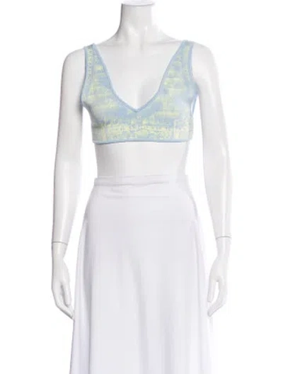Pre-owned Ph5 Patterned V-neck Sports Bra In White