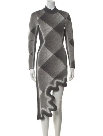 Pre-owned Ph5 Plaid Print Midi Length Dress In Gray