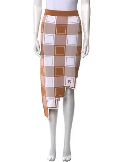 Pre-owned Ph5 Plaid Print Midi Length Skirt In Brown