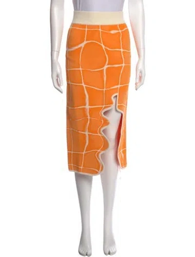 Pre-owned Ph5 Plaid Print Midi Length Skirt W/ Tags In Orange