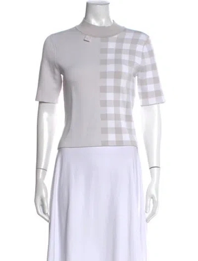 Pre-owned Ph5 Plaid Print Mock Neck Top In Gray