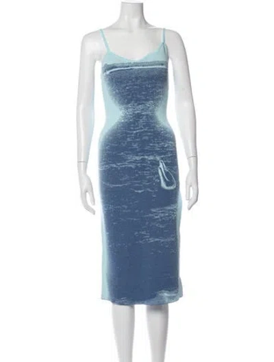 Pre-owned Ph5 Printed Midi Length Dress In Blue
