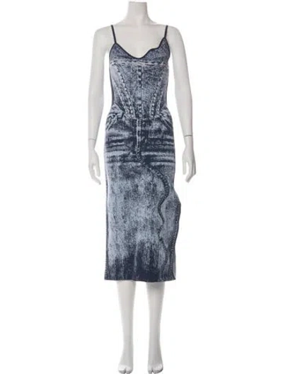 Pre-owned Ph5 Printed Midi Length Dress In Blue
