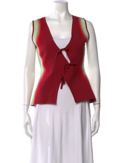 Pre-owned Ph5 Printed V-neck Top W/ Tags In Red