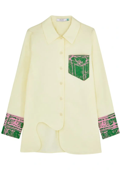 Ph5 Protea Panelled Cotton-poplin Shirt In Cream