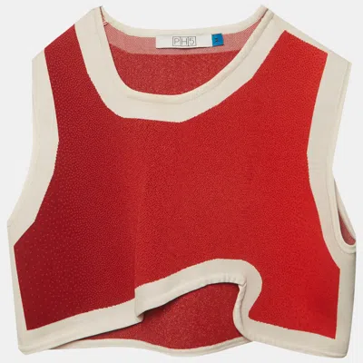 Pre-owned Ph5 Red Stretch Knit Wavy Dahlia Crop Top M