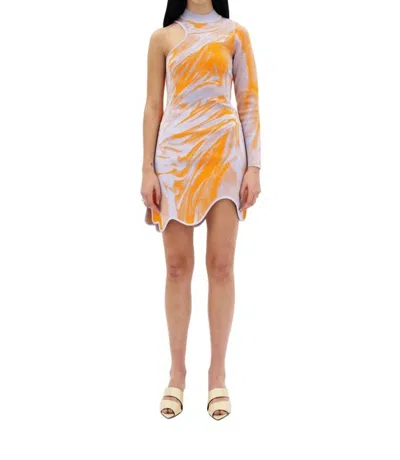 Ph5 Rex One Wavy Sleeve Dress In Citrus Purple Melt In Multi