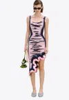 Ph5 Robin Wavy High-low Reversible Midi Dress In Pink