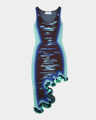 Ph5 Robin Wavy High-low Reversible Midi Dress In Blue