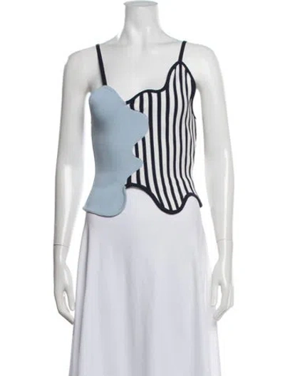Pre-owned Ph5 Striped Asymmetrical Top In White