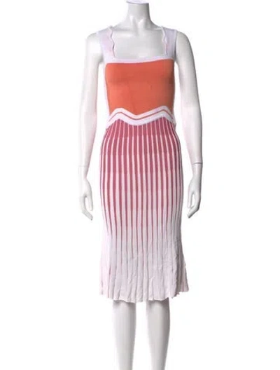 Pre-owned Ph5 Striped Midi Length Dress In White
