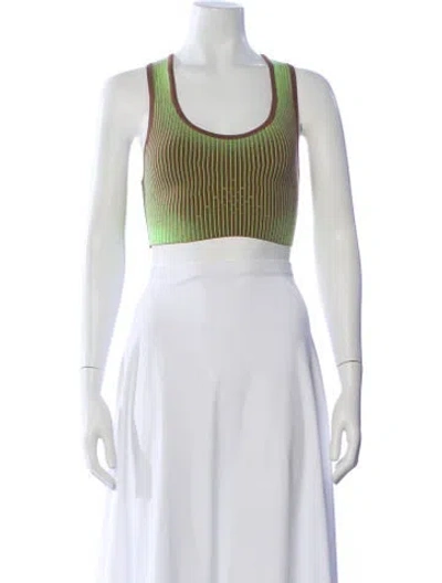 Pre-owned Ph5 Striped Scoop Neck Crop Top In Green