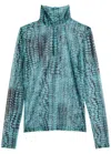 Ph5 Sulley Crocodile-print Sheer Mesh Top In Blue