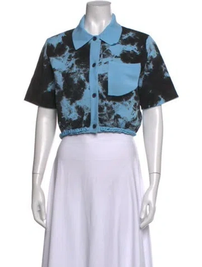 Pre-owned Ph5 Tie-dye Print Short Sleeve Crop Top In White