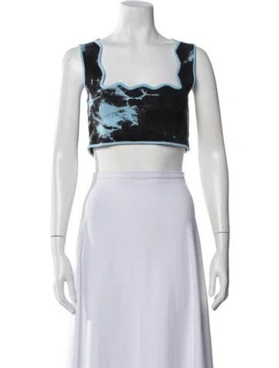 Pre-owned Ph5 Tie-dye Print Square Neckline Crop Top In Black