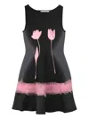 Ph5 Tulip-print Peplum Top In Black