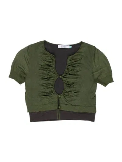 Pre-owned Ph5 V-neck Short Sleeve Top In Green