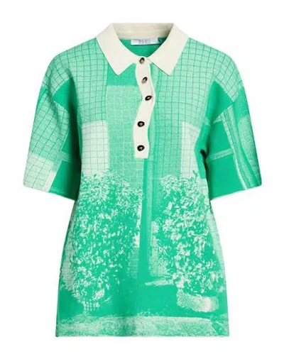 Ph5 Woman Polo Shirt Green Size S Viscose, Recycled Nylon, Elastane