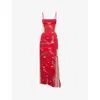 Ph5 Womens Cherry Red Iris Wavy Knitted Midi Dress In Red