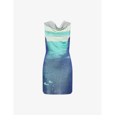 Ph5 Womens Midnight Navy Salvia Lake Sleeveless Rayon Knitted Mini Dress Xs