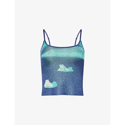 Ph5 Womens Midnight Navy Shasta Lake Print Knitted Tank Top