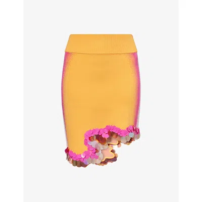 Ph5 Womens Orange Pink Audrey Embellished Knitted Mini Skirt Xs