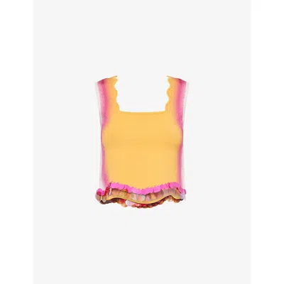 Ph5 Womens Orange Pink Emma Embellished Knitted Top