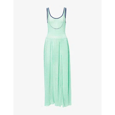 Ph5 Womens Brassica Crochet Tank Cotton-blend Knitted Maxi Dress Paradise Blue