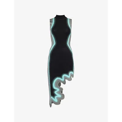 knee length dresses for ladies JODIE PLEATED LONG DRESS WITH WAVY SIDE SLIT PH5
