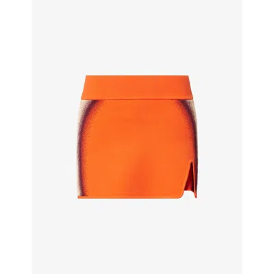 Ph5 Womens  Casia Abstract-pattern Knitted Mini Skort In Orange