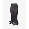 Ph5 Womens Black Ginny Wavy Alpaca-blend Midi Skirt In Black