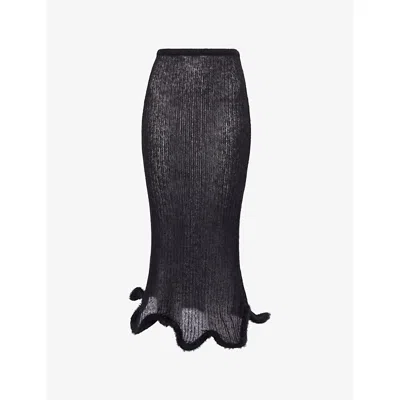 Ph5 Womens Black Ginny Wavy Alpaca-blend Midi Skirt