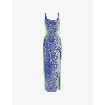 Ph5 Womens Heather Shoulder-straps Stretch-recycled-viscose Blend Maxi Dress Navy Green