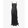 Ph5 Womens Black Nalin Wavy Alpaca-blend Midi Dress In Black