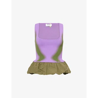 Ph5 Womens  Lily Mixed-media Knitted Tank Top In Sunset Violet