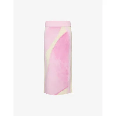Ph5 Womens Sweet Pink Sophie Cherry Slit Knitted Midi Skirt