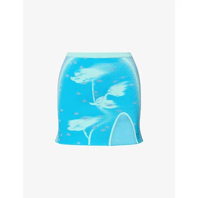 Ph5 Womens Turquoise Blue Casia Graphic Stretch-knit Skort