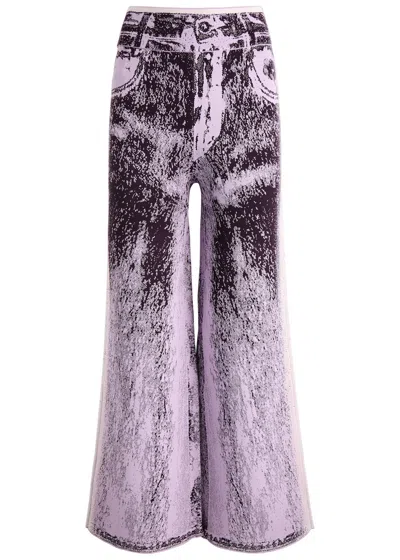 Ph5 Zahra Jean-effect Knitted Trousers In Purple