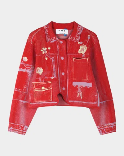 Ph5 Zebrina Fake Cargo Jacket In Marquee Red