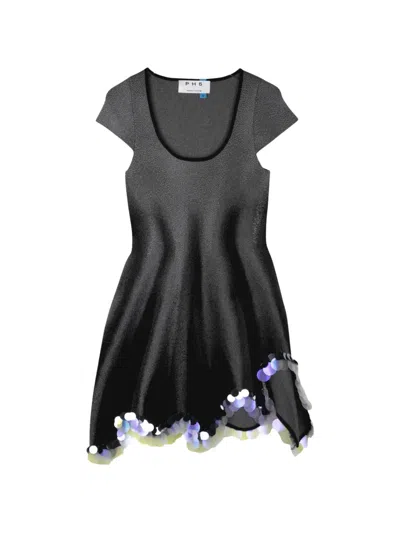 Ph5 Zingel Flaslight Sequin-embellished Wavy-hem Mini Dress In Black