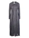 Phaedon Paris Button-front Raw-edge Dress In Gray