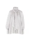 Phaeonia Scarf-collar Puff-sleeve Blouse In White