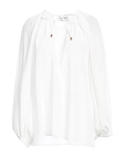 PHAEONIA PHAEONIA WOMAN TOP OFF WHITE SIZE 8 SILK