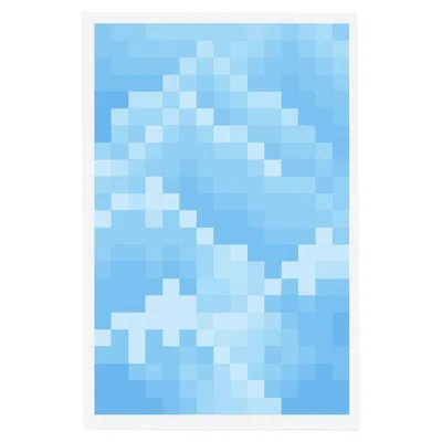 Pre-owned Phaidon Bruce High Quality Foundation Mosaic Mountain Print Cyan Print In Blue