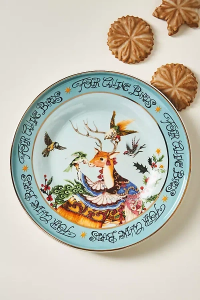 Phannapast Taychamaythakool Phannapast 12 Days Of Christmas Stoneware Dessert Plate In Blue